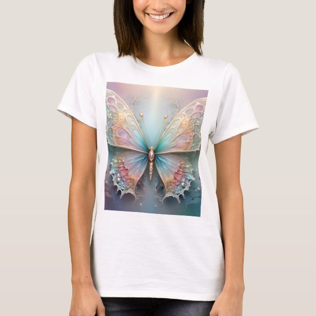T-shirt Chuchotements de couleur : Papillon fractal pastel (Devant)