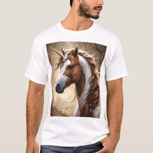 T-shirt Chuchotements de la licorne de fantaisie brune et