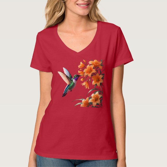 T-shirt Chuchotements de nectar : le délice d'un colibri" (Devant)