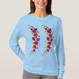T-shirt Chuchotements de Pétales de Jardin de Minuit en Fl