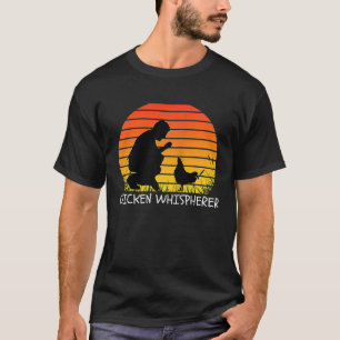T-shirt Chuchoteur de poulets avec rétro soleil couchant