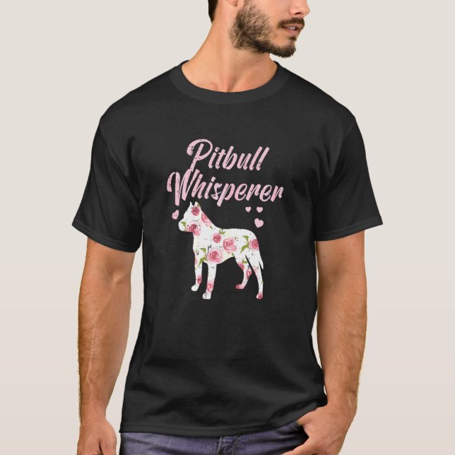 T-shirt Chuchoteuse de Pitbull Floral Propriétaire de Chie (Devant)