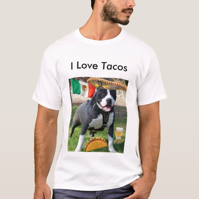 T-shirt chuck3_pitbull, j'aime des tacos (Devant)