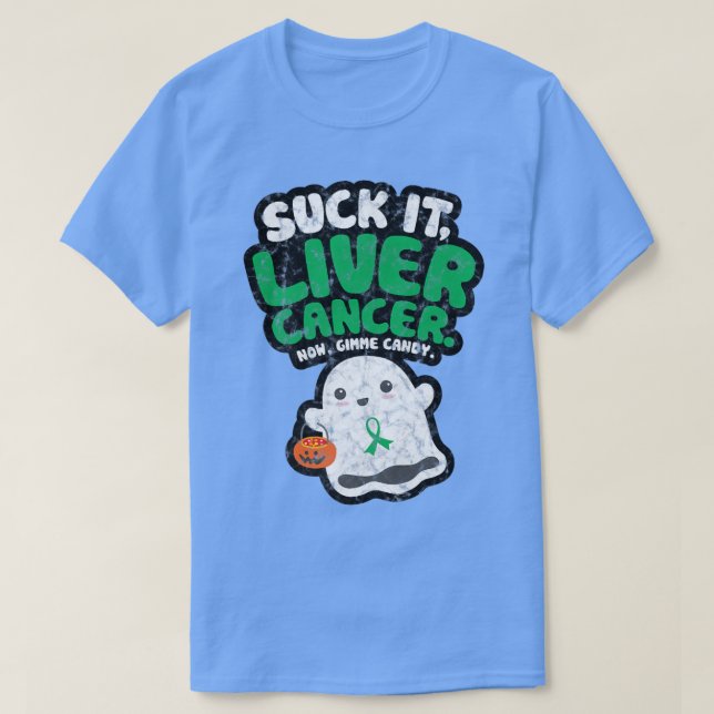 T-shirt Chuck It Liver Cancer Gimme Candy Funny Boo Ghost  (Design devant)