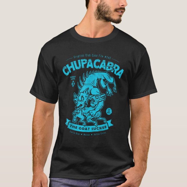 T-shirt Chupacabra Le Suceur de Chèvre Dossier de Cryptide (Devant)