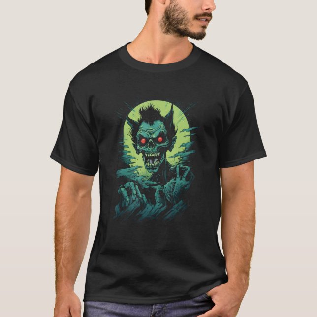 T-shirt Chupacabra le suceur de chèvre par Haunted Horror  (Devant)