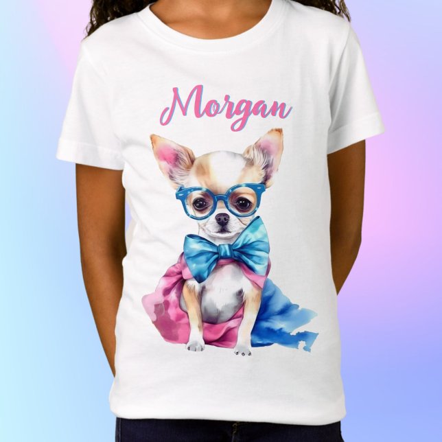 T-Shirt Chuppy Chihuahua portant des lunettes avec nom (Créateur téléchargé)