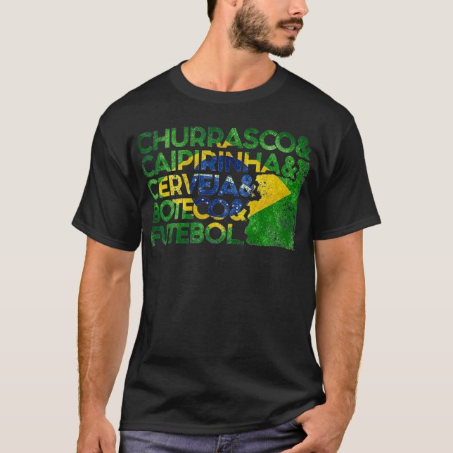 T-shirt Churrasco Caipirinha Cerveja Boteco Futebol (Devant)