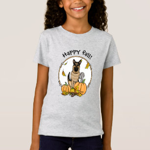 T-Shirt Chute berger allemand chien (tan noir) Citrouille