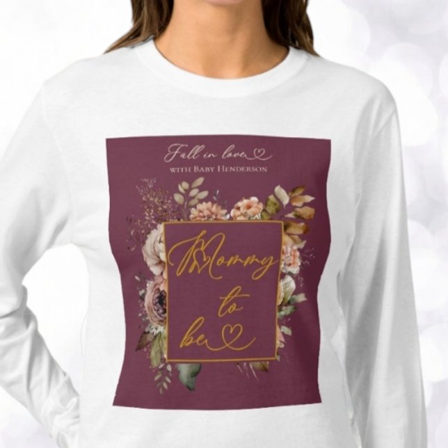 T-shirt Chute En Amour Bourgogne Fleurs D'Automne (Créateur téléchargé)