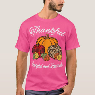 T-shirt Chute Plaid Leopard Citrouille Automne Thanksgivin