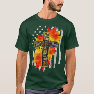 T-shirt Chute pour Jésus Il Jamais Feuille Jésus Automne A