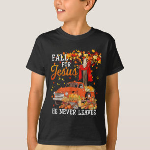 T-shirt Chute Pour Jésus Il Ne Croix Jamais Feuilles Jésus