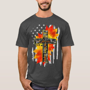T-shirt Chute Pour Jésus Il Ne Feuille Jamais Jésus Automn