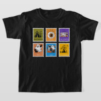 Chute vintage Halloween esthétique timbres-poste
