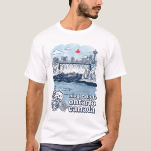 T-shirt Chutes Niagara Canada Simple Skyline Paysage Urbai