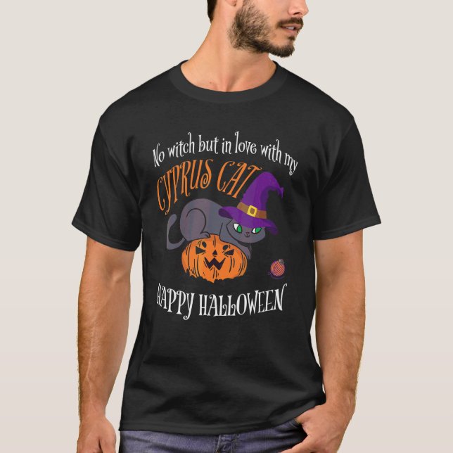 T-shirt Chypre Chat Chat pas une sorcière Halloween (Devant)