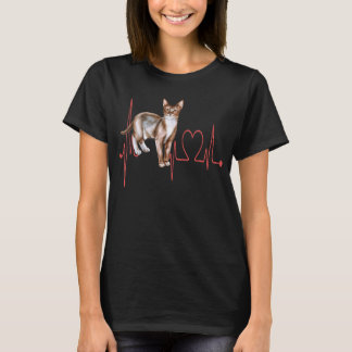 T-shirt Chypre Chat Heartbeat EKG Chat Maman Chat Papa Amo