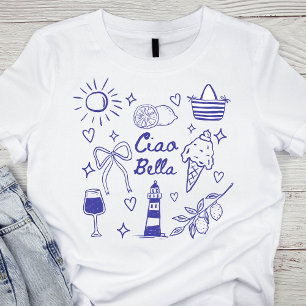 T-shirt Ciao Bella Bleu Coquette Bow Italian Summer