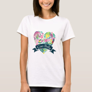 T-shirt Ciao Bella Cute Coeur Floral avec Fleurs Tropicale