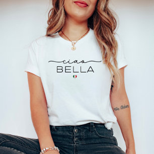 T-shirt Ciao Bella - Police manuscrite et Coeur italien