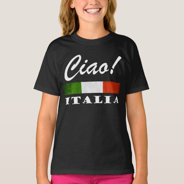T-shirt Ciao ! Drapeau Italia Tricolore Vert Blanc Rouge I (Devant)