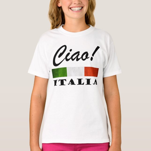 T-shirt Ciao ! Drapeau rouge blanc vert de l'Italie (Devant)