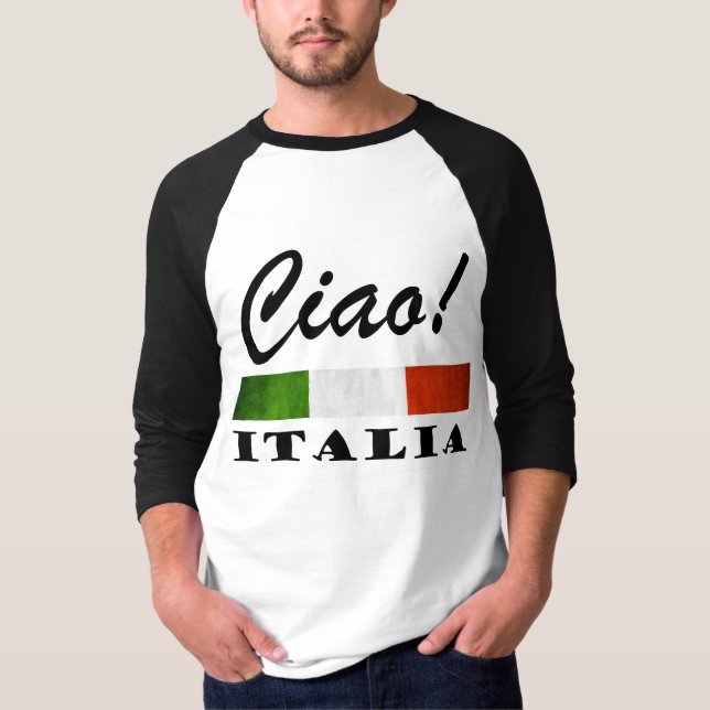 T-shirt Ciao ! Drapeau rouge blanc vert de l'Italie (Devant)