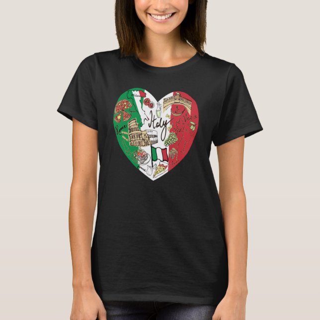 T-shirt Ciao Italie Cool Italie Drapeau Graphique Coeur mi (Devant)
