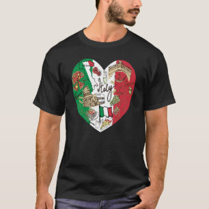 T-shirt Ciao Italie Cool Italie Drapeau Graphique Coeur mi