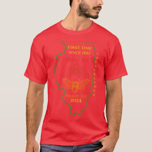 T-shirt Cicada 2024Illinois Carte Information style Vintag