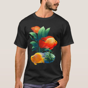 T-shirt Cichlidae Poisson Cichlidés Rouge Sang Perroquet E