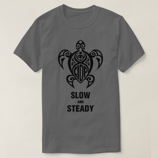 T-shirt CIDP Turtle Black Slow Steady (Design devant)