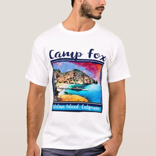 T-shirt Ciel bleu et rouge de Fox de camp dans le cadre (Devant)