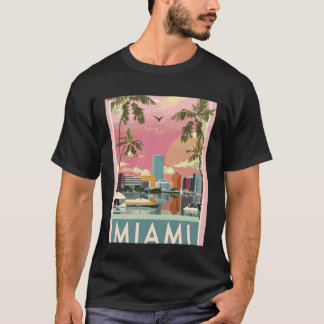 T-shirt Ciel de coucher de soleil sur la skyline de Miami