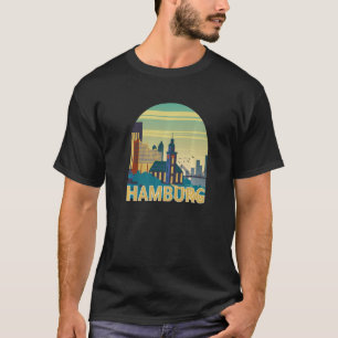 T-shirt Ciel de Hambourg Allemagne Silhouette Esquisse