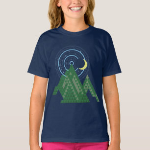 T-shirt ciel de lune croissant dans la montagne