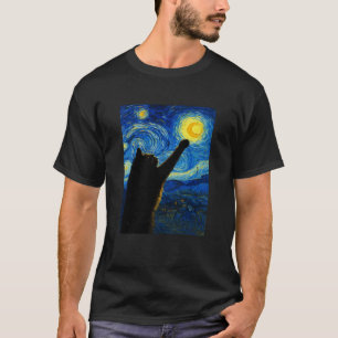 T-shirt Ciel étoilé avec chat tigré drôle artiste célèbre