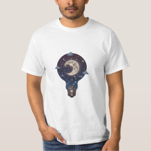 T-shirt Ciel nocturne et cottage à l'intérieur d'une ampou