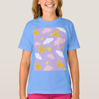 T-Shirt Ciel Nocturne Nuages et Étoiles Lune de Rê