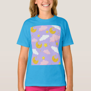 T-Shirt Ciel Nocturne Nuages et Étoiles Lune de Rê