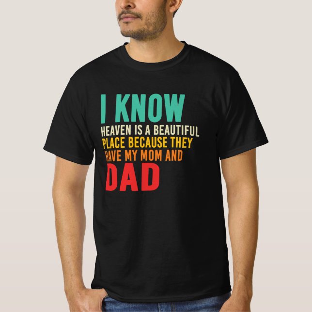 T-shirt Ciel Parce que Maman et Papa Mémorial Hommage (Devant)