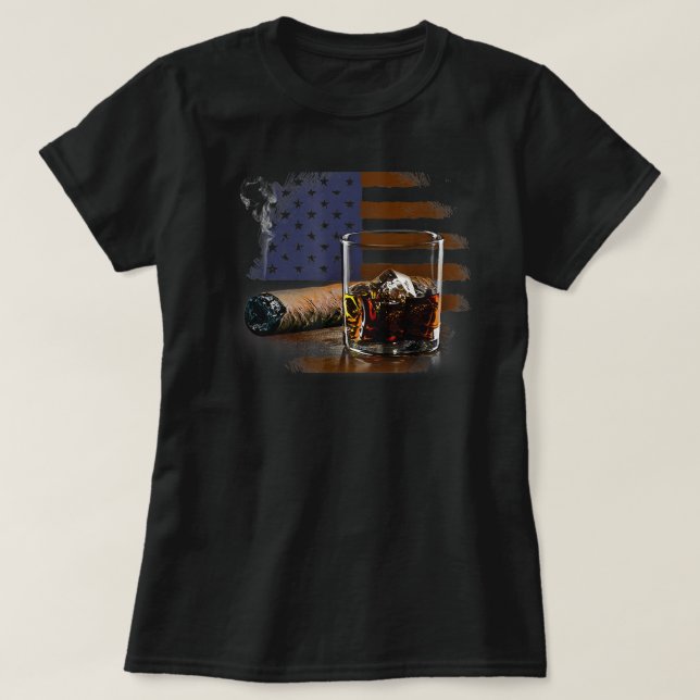 T-shirt Cigar et Bourbon Grand cadeau pour Cigar Lounge Lo (Design devant)