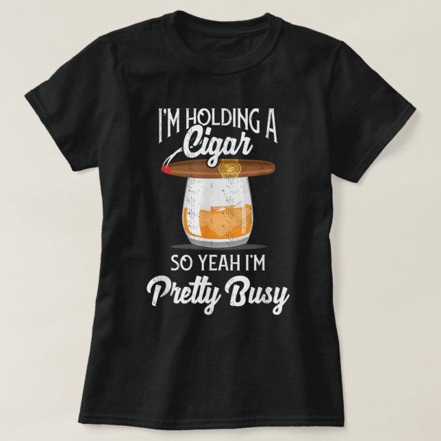 T-shirt Cigar Fumer Whiskey Boire Papa Tee Gif (Design devant)