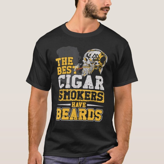 T-shirt Cigar Homme Porté À La Barbe Les Meilleurs Fumeurs (Devant)