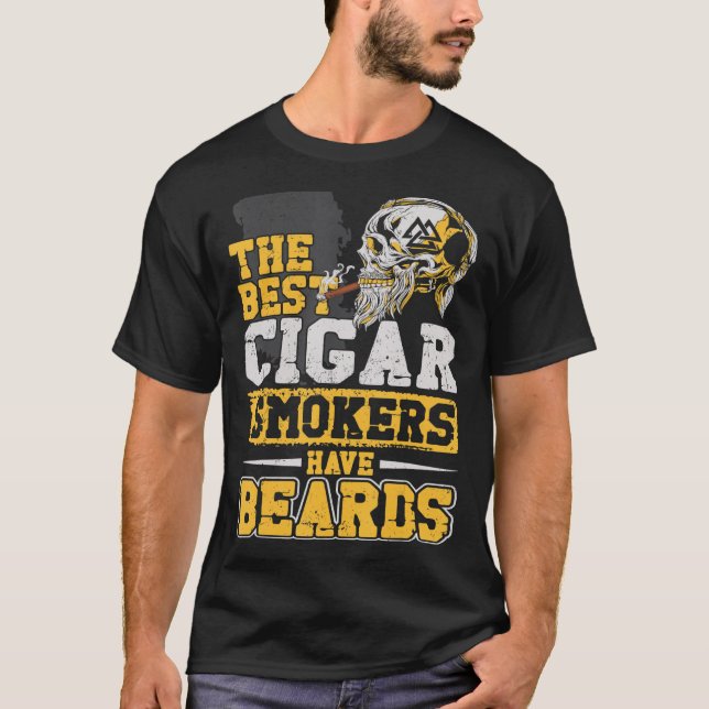 T-shirt Cigar Homme Porté À La Barbe Les Meilleurs Fumeurs (Devant)