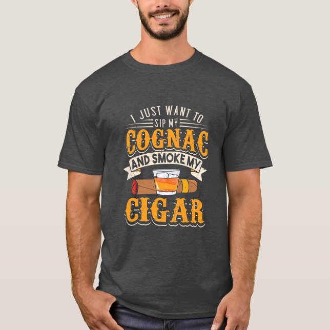 T-shirt Cigar Lover | Mon Cognac Et Fumer Mon Cigar (Devant)