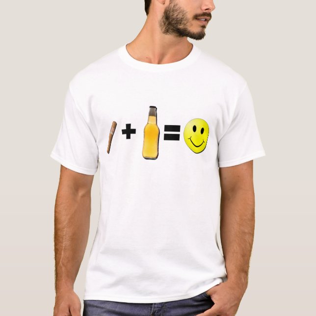 T-shirt Cigare + Bière = bonheur (Devant)
