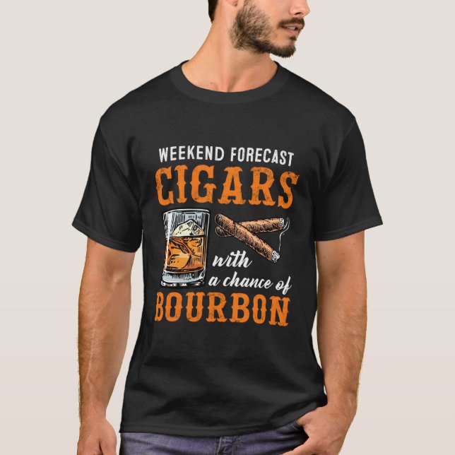 T-shirt Cigares Fumeurs Avec Boissons Bourbon Boire (Devant)