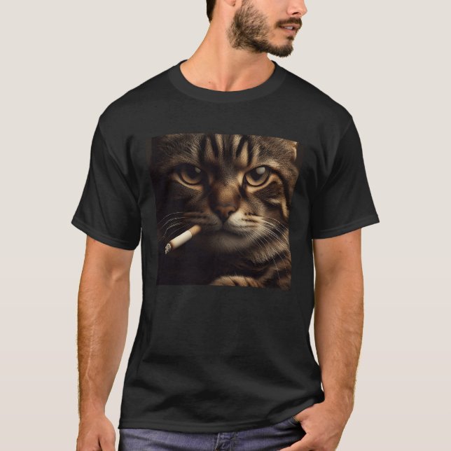 T-shirt Cigarette Chat Mème Fumer Kitty Gen Z Esthétique P (Devant)